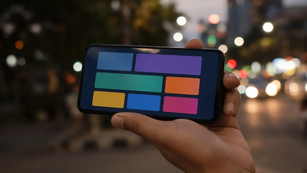 Phone in a hand on a Bengaluru street at night
